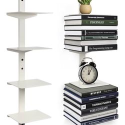 NEW Floating Book Shelves – 2-Pack, 4-Tier Metal Wall Shelves