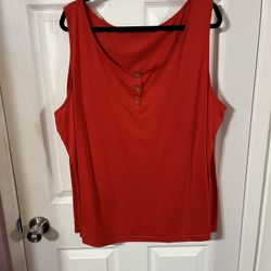 Women’s Size 3X Sleeveless Top. Color Red. Preowned