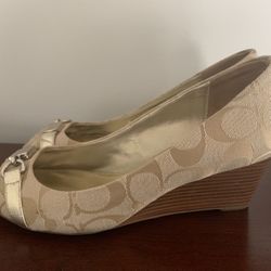 Coach Shoes Peep Toe Wedge Size 7