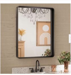 Brand New 24 in. W x 30 in. H Rectangular Aluminum Framed Wall Mount Bathroom Vanity Mirror in Black