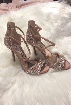 Badgley Mishka wedding shoes. Brand New I didn’t get a chance to wear them on my wedding day painted the bottom heels to match my wedding theme.size 6