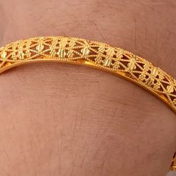 24K Gold Plated Wedding Bangles For Women Ethiopian Jewelry Golden Color 2pc  Bracelets Women Arab Birthday Jewelry Gifts