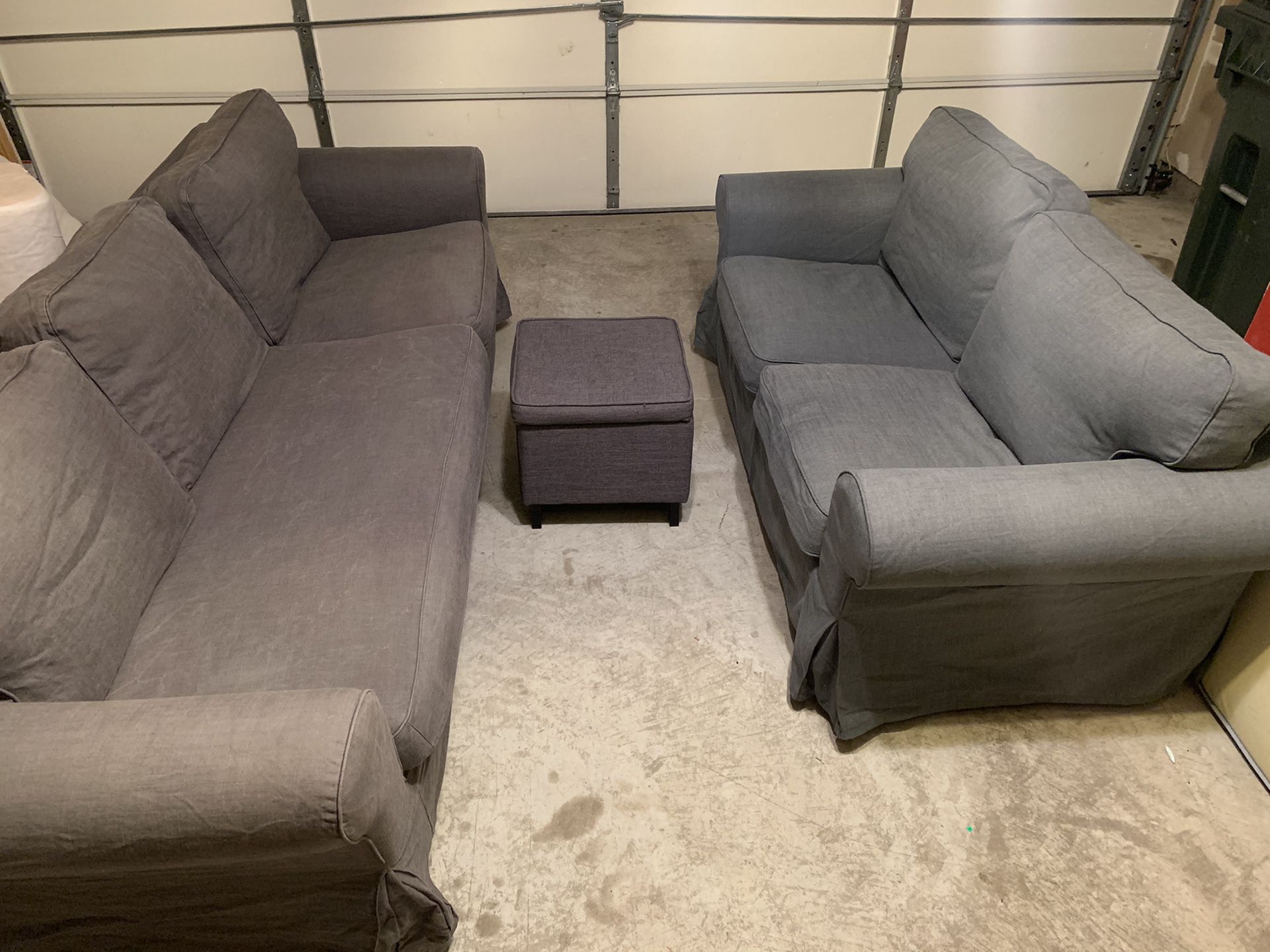 3.5 seater ikea sofa and loveseat dark gray covers - Can Deliver