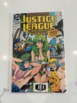 JUSTICE LEAGUE AMERICA #34 ADAM HUGHES Cover And Art 1990 DC Comics NM-
