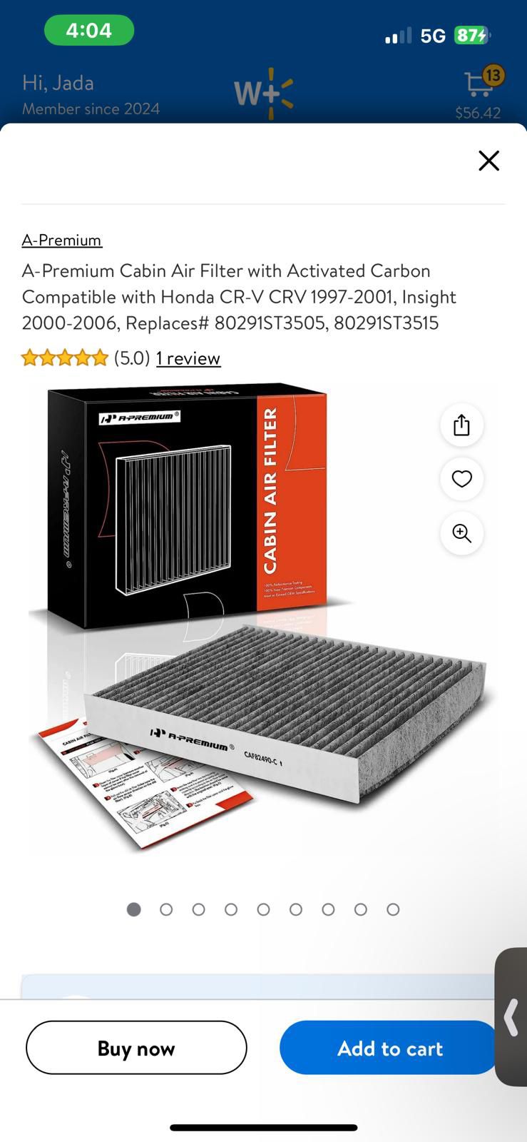 A Premium Cabin Air Filter With Activated Carbon For Honda Cars