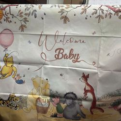 Baby Winnie The Pooh Sign Backdrop 