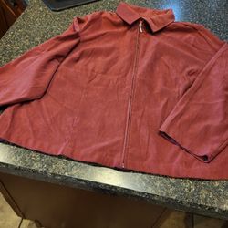 Women 2XL Croft and Barrow Woman Stretch orange ls zipup blouse Lot 56