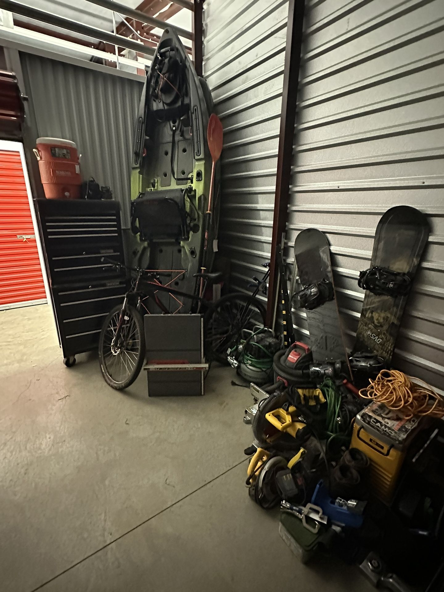 Storage Sale. Old Town, Castaway, Dwalt, Hitachi, Kreg, Milwaukee, Craftsman