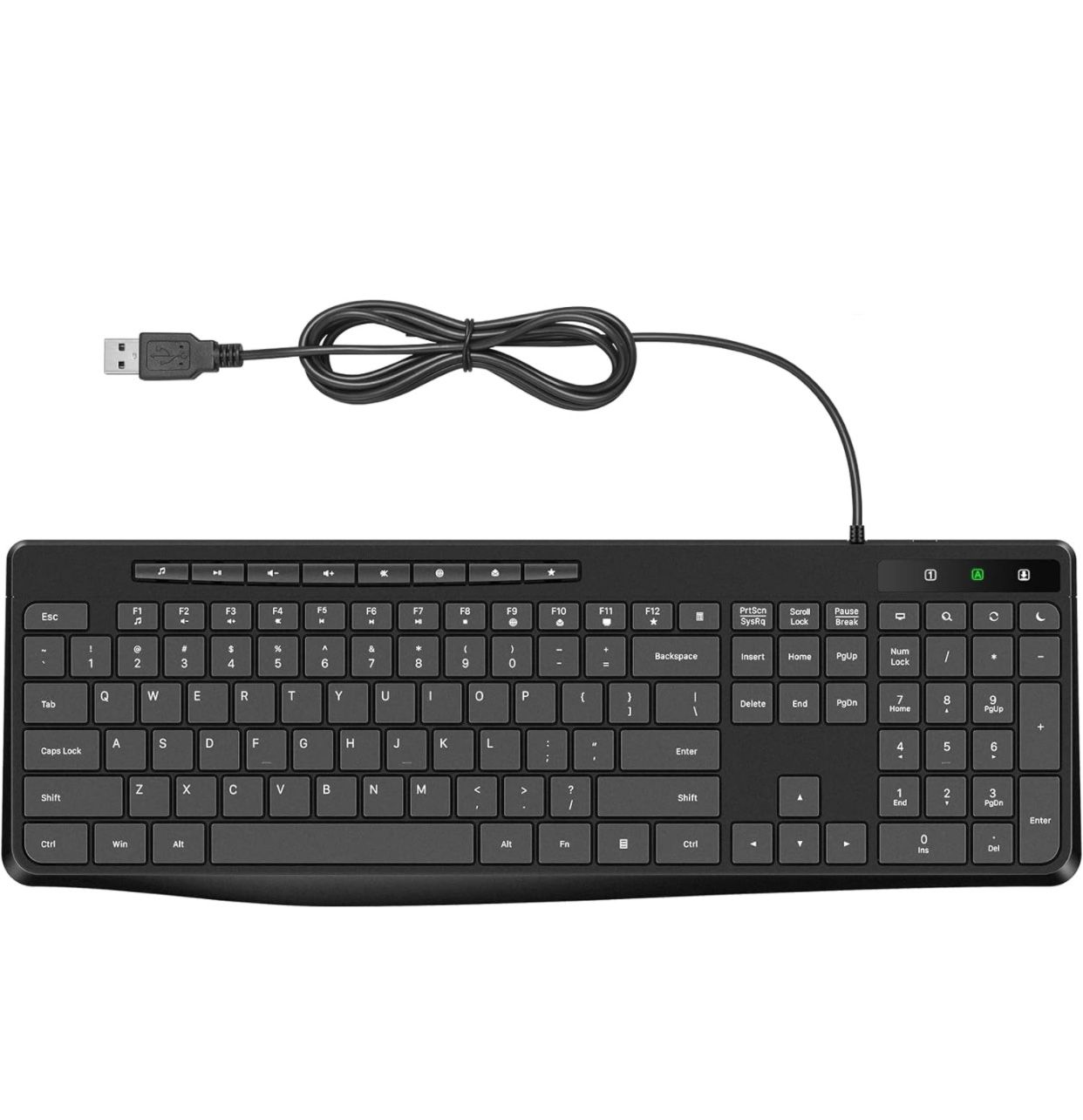 Quiet Keyboard, Multimedia Usb Computer Keyboard, Silent Keyboard with Low Profile Chiclet Keys,Large Number Pad, Spill-Resistant, Anti-Wear Letters,F