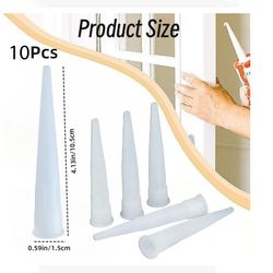 Industrial Tool 10 Pcs Silicone Tube  Finishing Nozzles Screw On Nozzles Plastic Caulk Nozzles Caulk Tip Covers Silicone Sealant Tube Tip