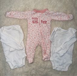 Baby Girl Onesie and Sleeper Set – 3 Pieces