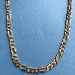 24” Figaro Necklace QUALITY 6mm Gold On Sterling Silver Italy 925 *Ship Nationwide Or Pickup Boca Raton