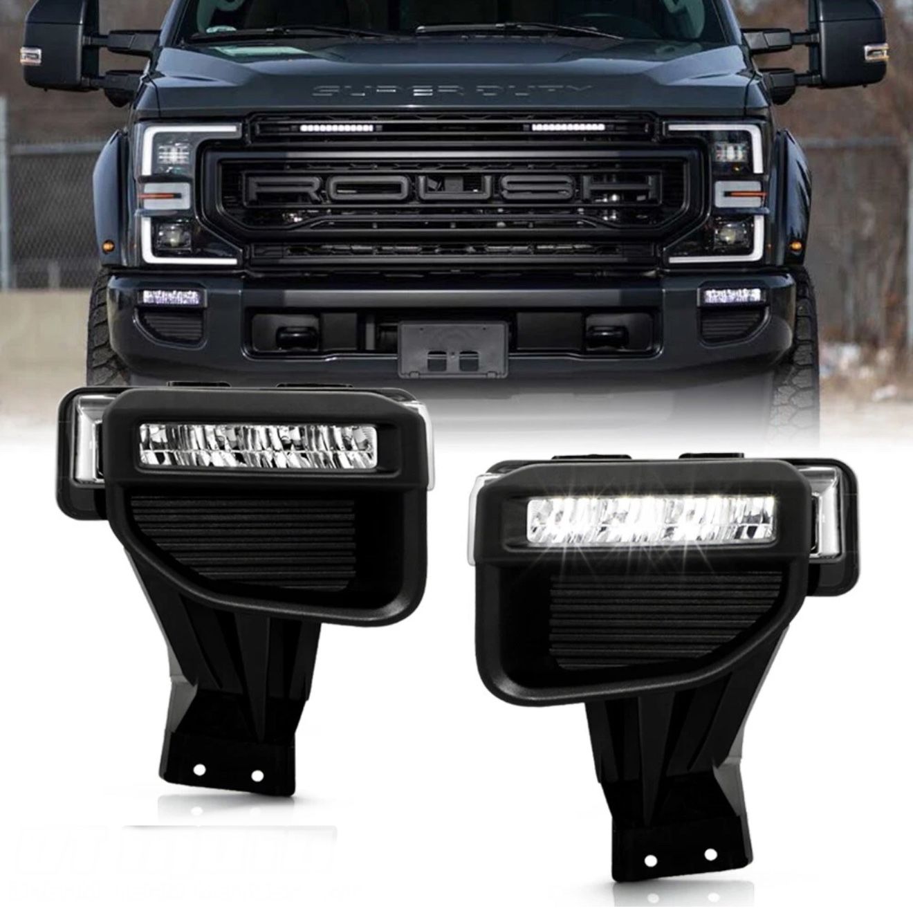 Pair 2020-2022 Ford F250 F350 SuperDuty LED Bumper Fog Lights Driving DRL Lamps w/ Switch