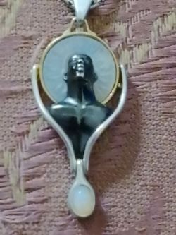 Rare Thomas Blackshear "The Guardian" Brooch/Pendant with Opal Base & 30" Chain