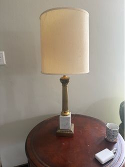 Vintage 35” Neoclassical Brass & Marble Lamp