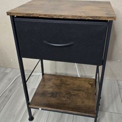 End Table with Fabric Storage Drawer and Open Wood Shelf

