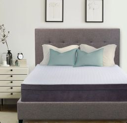 Modern Queen Upholstered Bed Frame – Dark Gray