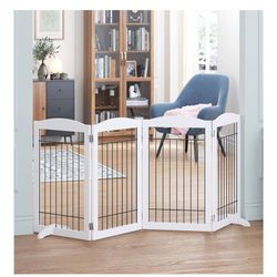 Spirich Free Standing Foldable Wire Pet Gate for Dogs, 80 inches Extra Wide, 30 inches Tall 4 Panels Dog Gate for the House, Doorway, Stairs, Pet Pupp
