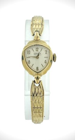 Gruen Precision 14k Two Tone Ladies Stainless Steel Watch 