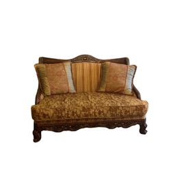 French Louis XVI Bergere Style Upholstered Wide 2 Seater Sofa
