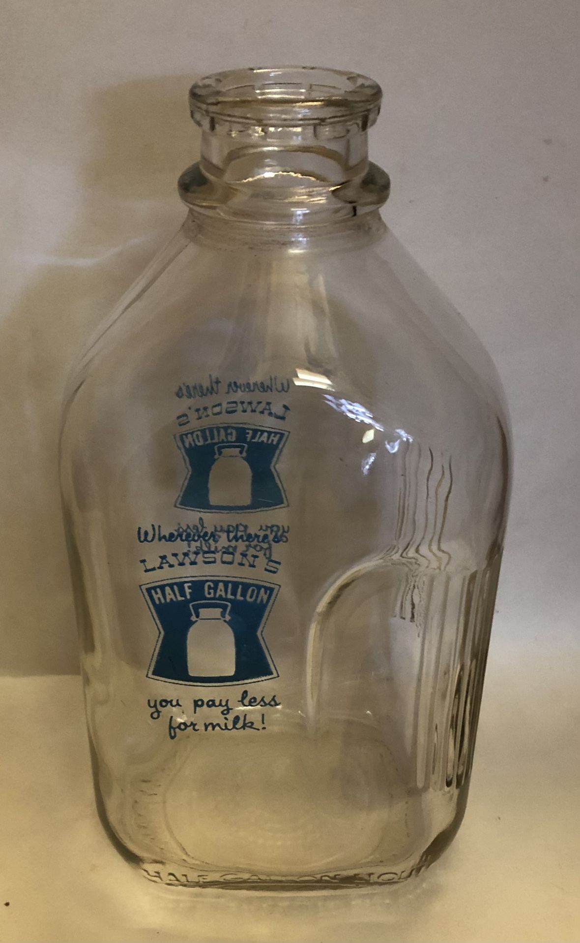 Vintage Lawson Dairy Milk Bottle 1/2 Gallon
