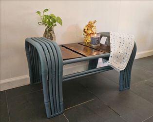 Rattan Bamboo Bench Table