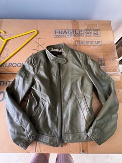 Coach Olive Green Leather Moto Jacket