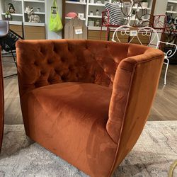 Rust Velvet Hanover or Lillith Swivel Barrel Chair