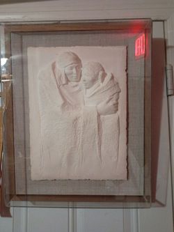 Vintage art terra cotta "Courting blanket" art piece