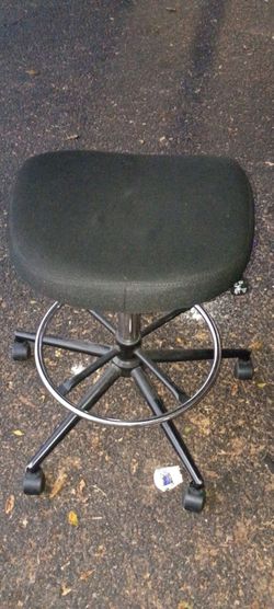 Black Rolling Stool with Footrest