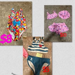 Minnie Mouse 3 Piece Sz 5/6 Bathing Suit Skirt & Hat-$10