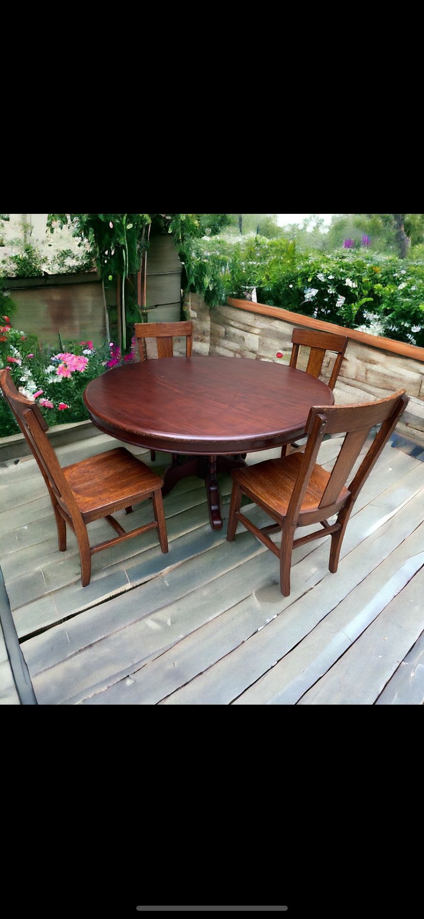 Large Kitchen Dining Table & Chairs Solid Wood Custom Painting Available 