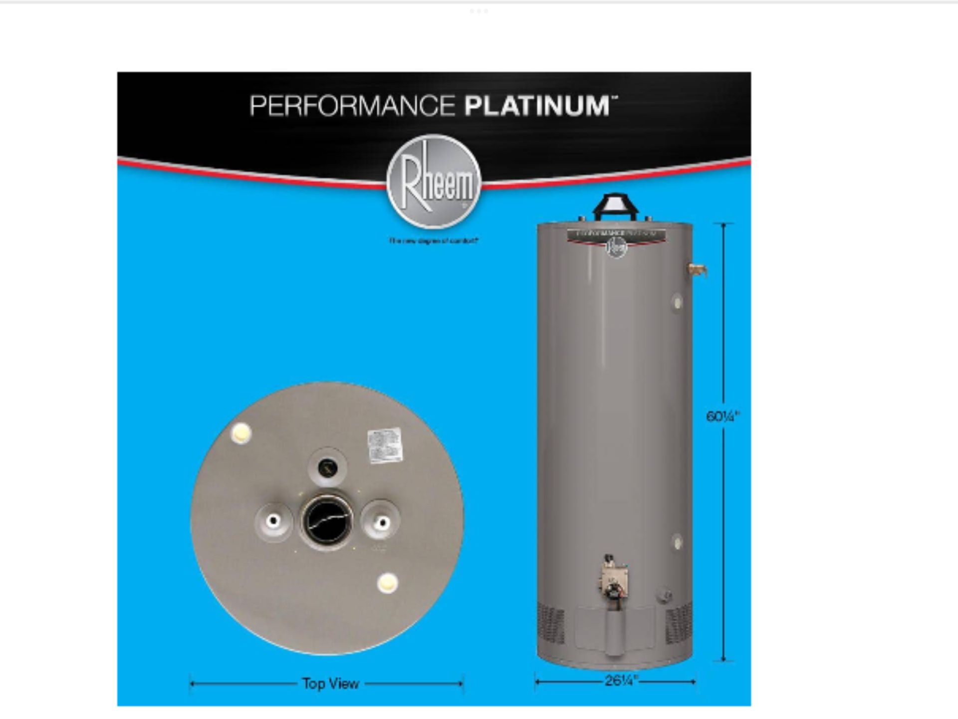 Rheem Performance Platinum 75 Tall 12 Year 76,000 BTU Natural