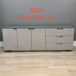 86 inch “Cattelan Italia” high gloss gray dresser sideboard tv stand console - Free Delivery 