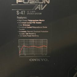 Two ( Set ) Onkyo Fusion Av S-47 12” 3 Way Speaker System 