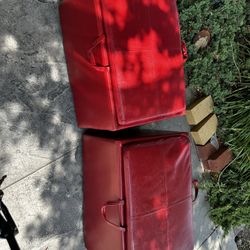 Leather Ottoman Red 