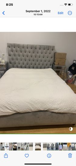 Queen Velvet Upholstety Custom Bed