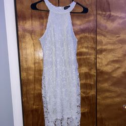 White Floral Design Dress