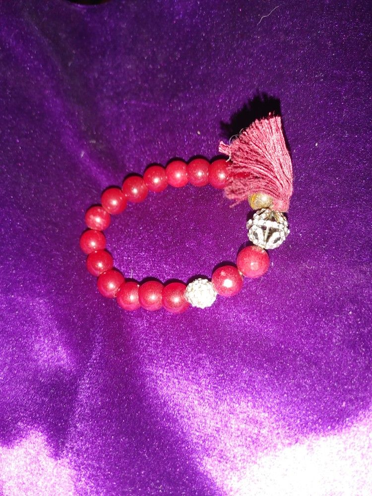 Burgundy Beaded Bracelet, Valentine's Day