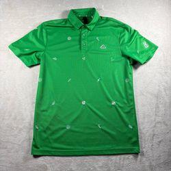 Adidas Men's Size M Aeroready Play Green Golf Polo Shirt All Over Print #3D