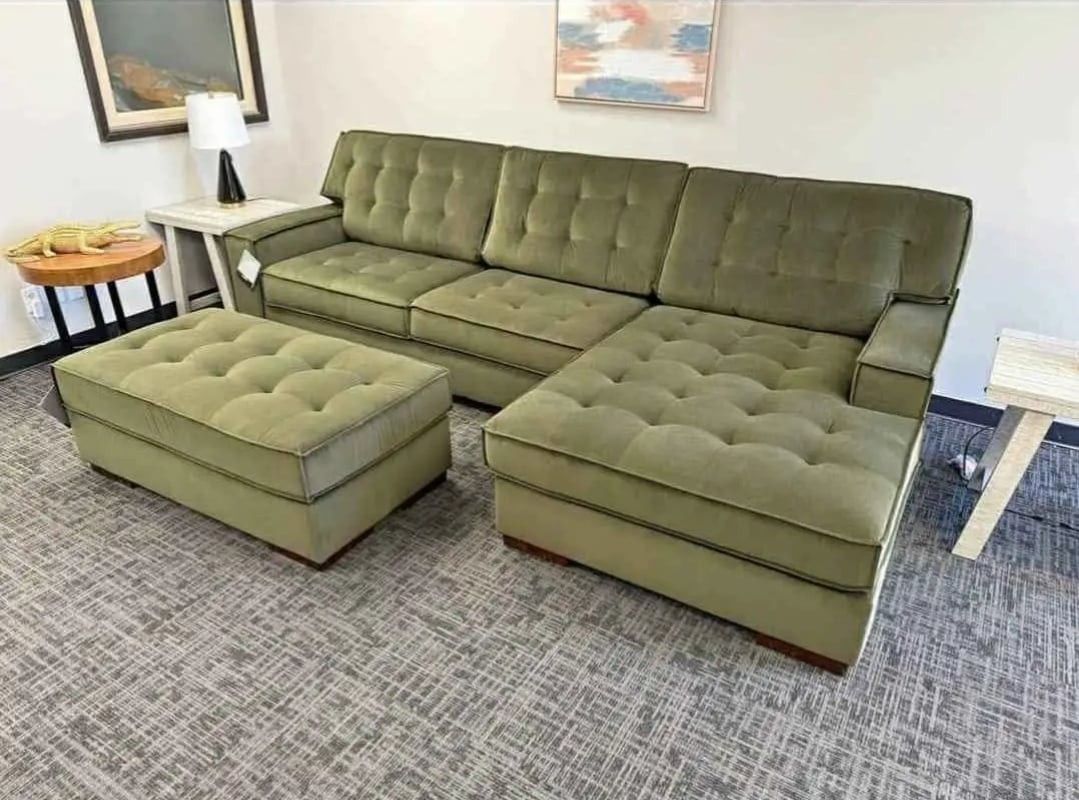 Olive Green Sectional Sofa With Chaise π Fast Delivery Mention Jon Green to the staff to confirm this price/offer! π₯