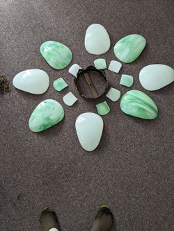 Beautiful Green And White Glass Taken From Tiffany Lamp