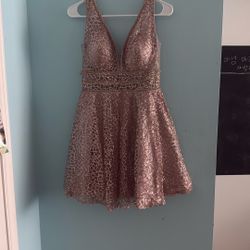 Pink V-Neck Sparkle Dress