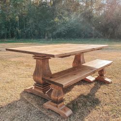 Custom Dining Table Farmhouse Country French Modern Rustic Solid Wood Set Restoration Hardware Insp Bench Hand Built Round Oval Counter Breakfast  
