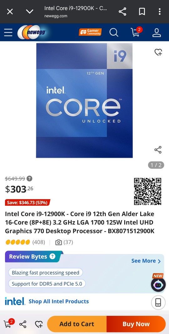 Intel Core i9-12900K - Core i9 12th Gen Alder Lake 16-Core (8P+8E) 3.2 GHz LGA 1700