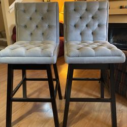 2 Gray Swivel Bar Chairs