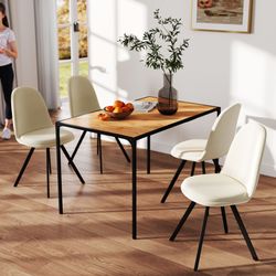 Milliken 5 Piece Walnut Dining Table Set with 4 Sunflower Swivel Chairs, Suede Brown