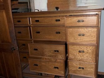 Large Wood Dresser with Mirror, & Chest of drawers