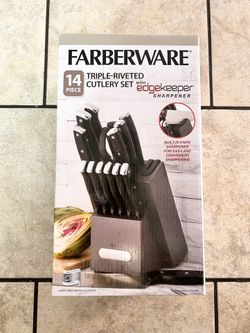 NEW!.. Farberware 14 Piece Cutlery Set With Edge Keeper Knife Sharpener Knives 