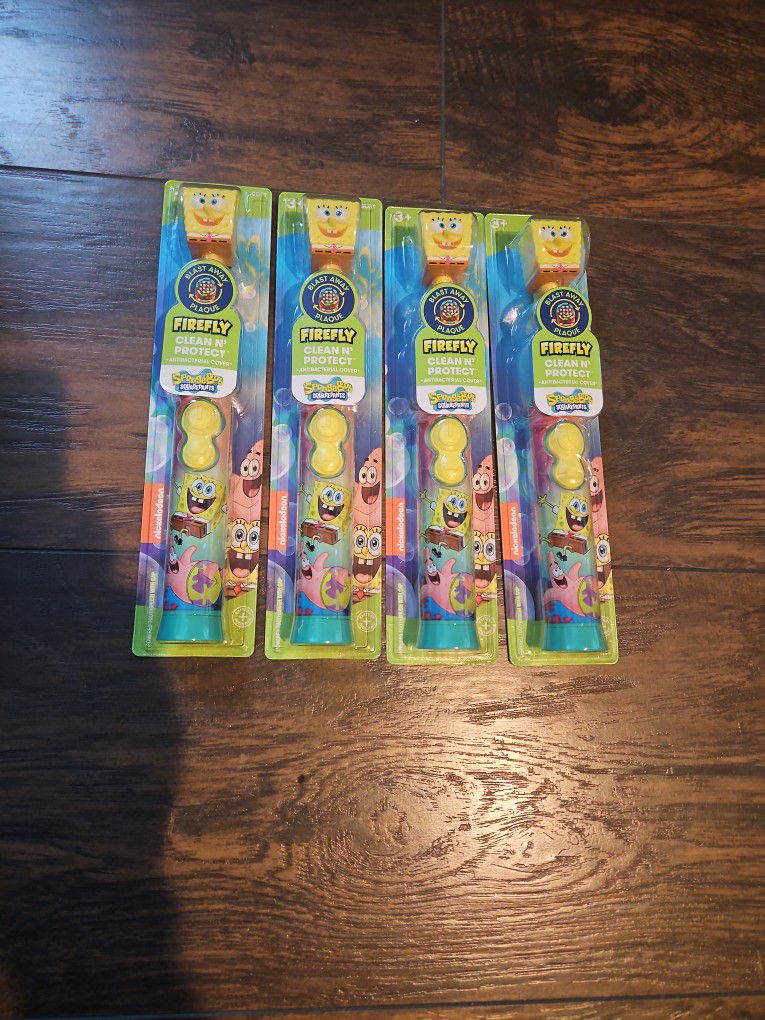 BOB SPONGE BATTERY OPERATED TOOTH BRUSH "BLAST AWAY PLAQUE" FIREFLY CLEAN & PROTECT $5.00 EA.